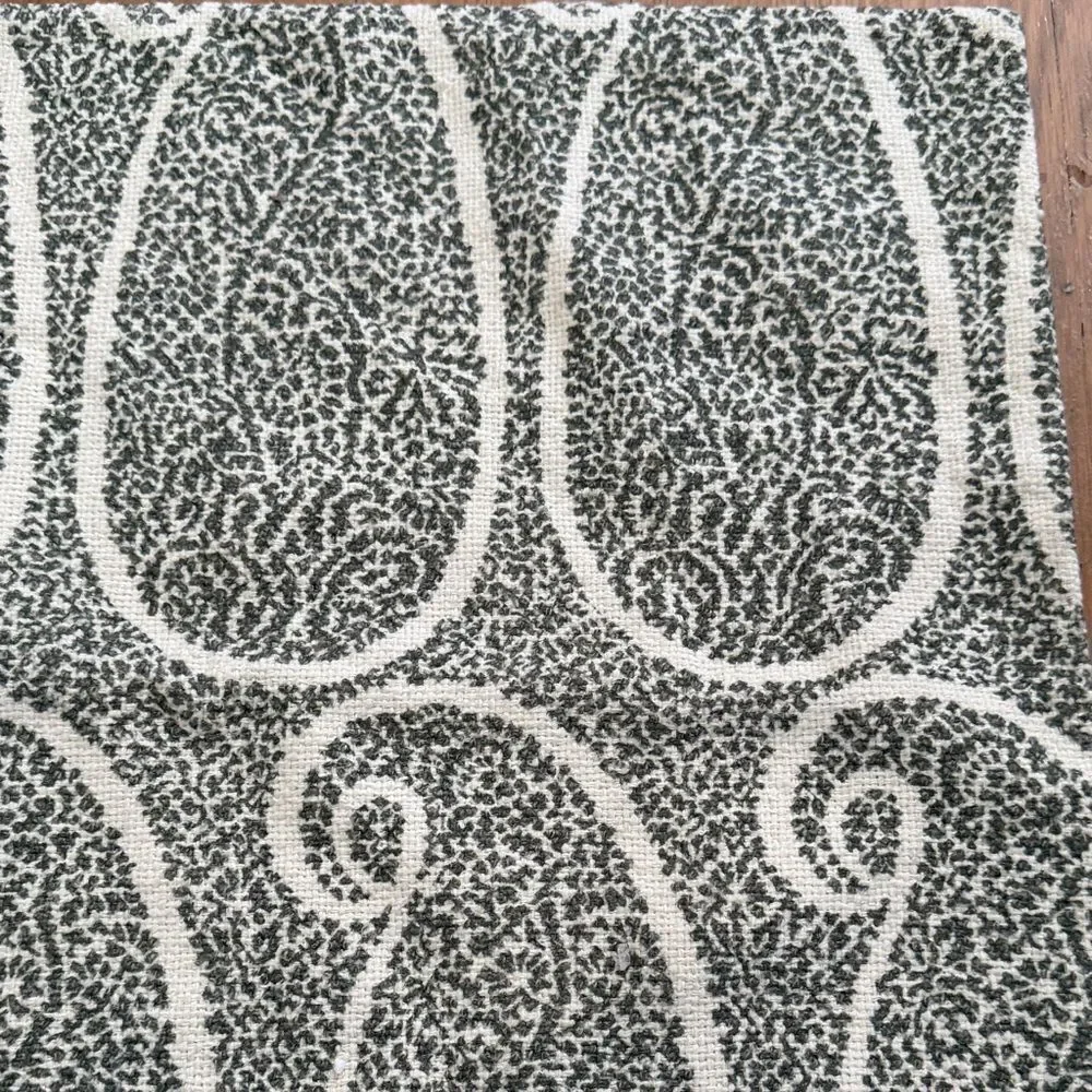 Pottery Barn Green and White Paisley-Style Accent Pillow Cover